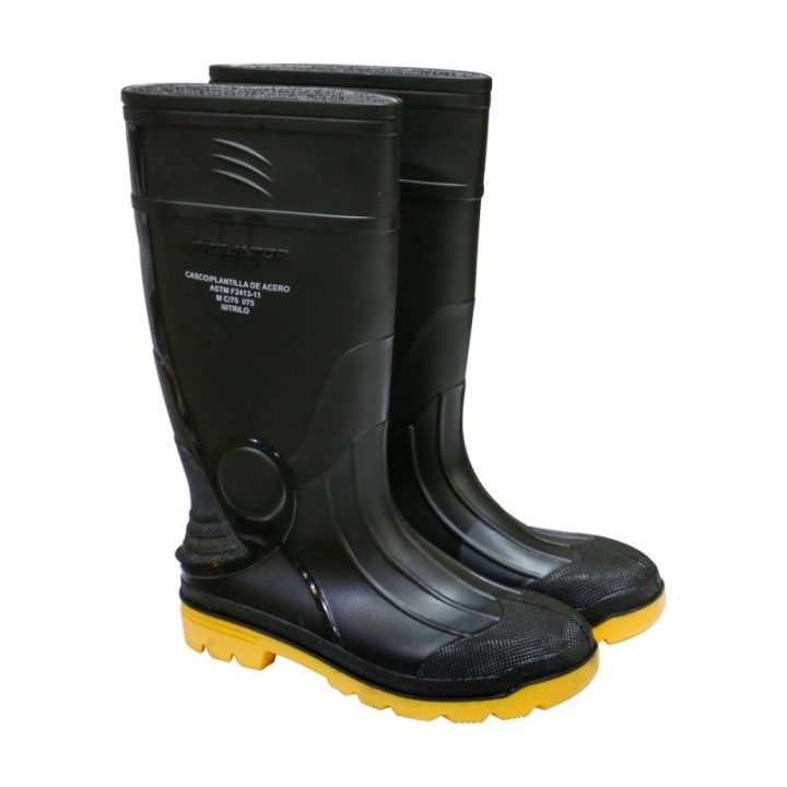 BOTA DE HULE PREDATOR COLOR NEGRO PUNTERA DE ACERO
